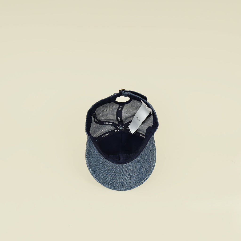 Celine Blue Denim Union Wash Triomphe Baseball Hat