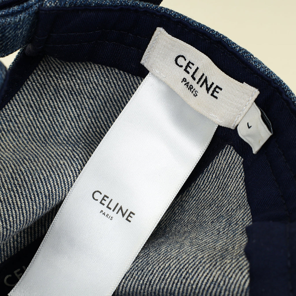 Celine Blue Denim Union Wash Triomphe Baseball Hat