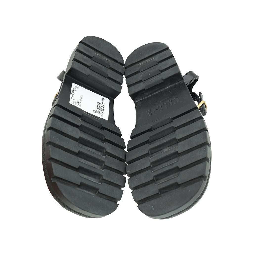 Celine Black Clea Triomphe Gladiator Sandal 37