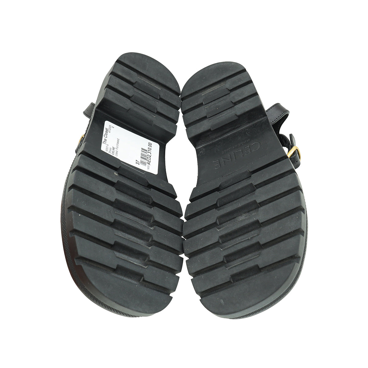 Celine Black Clea Triomphe Gladiator Sandal 37