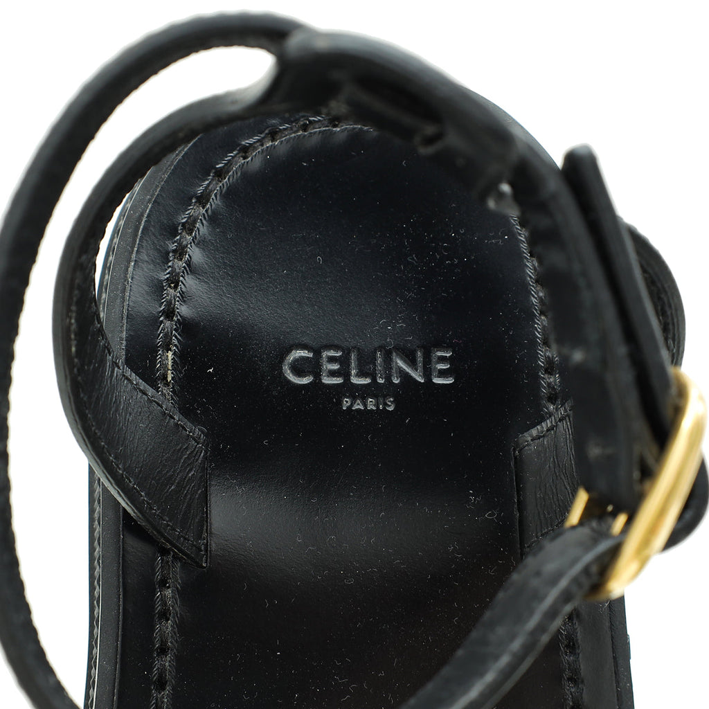 Celine Black Clea Triomphe Gladiator Sandal 37