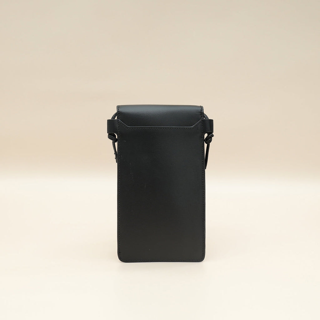 Celine Black Phone Flap Pouch W/ Strap