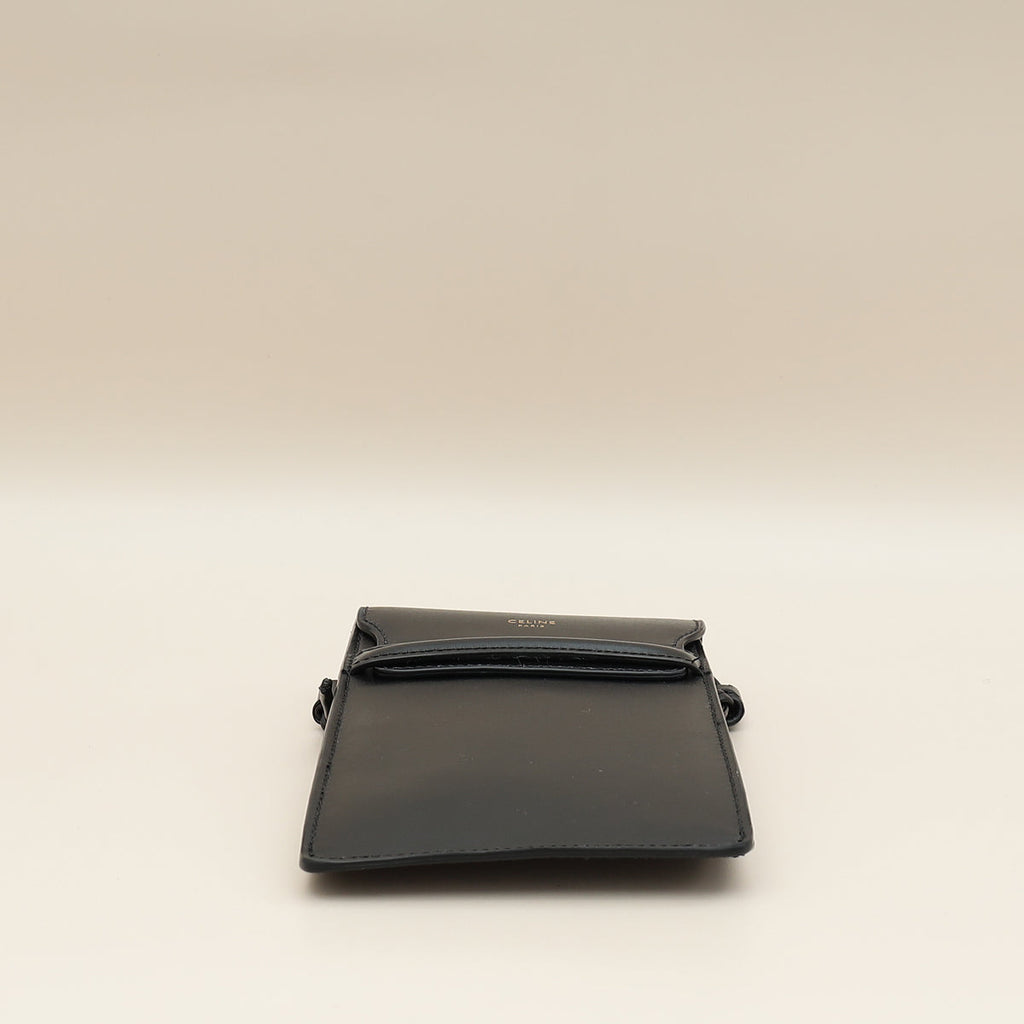 Celine Black Phone Flap Pouch W/ Strap