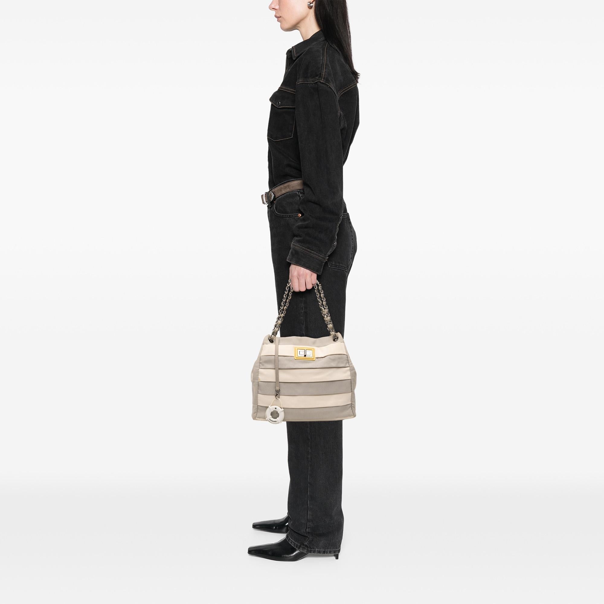 Chanel Bicolor Nylon Grosgrain Reissue 2.55 Shopping Tote