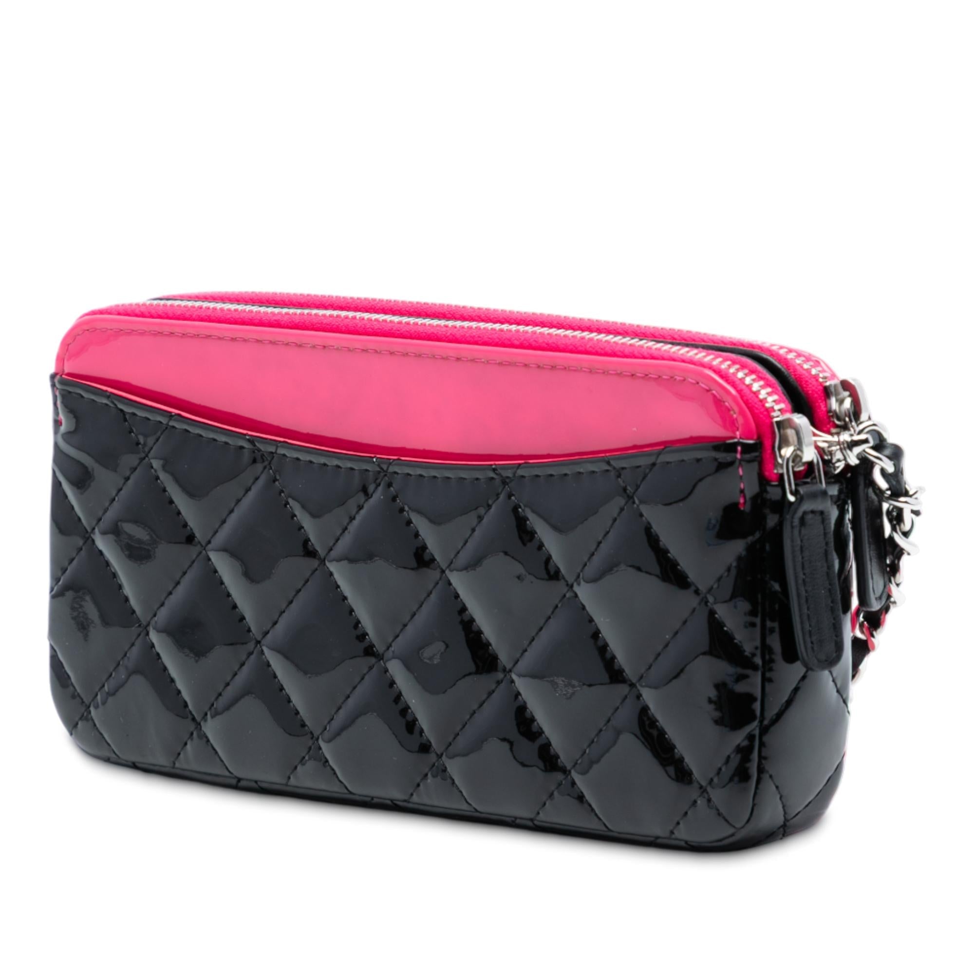 Chanel Bicolor Patent Double Zip Wallet on Chain
