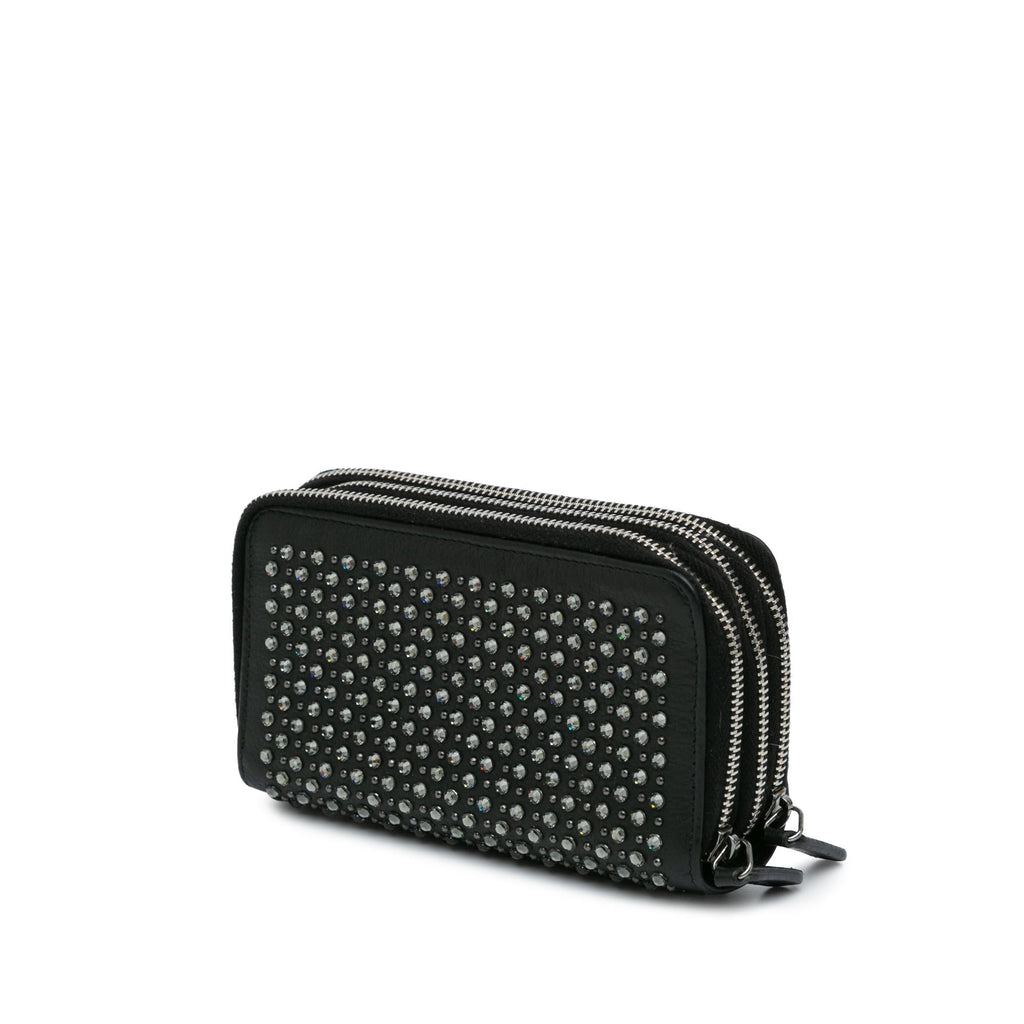 Chanel Bull Leather Studded Zip Wallet