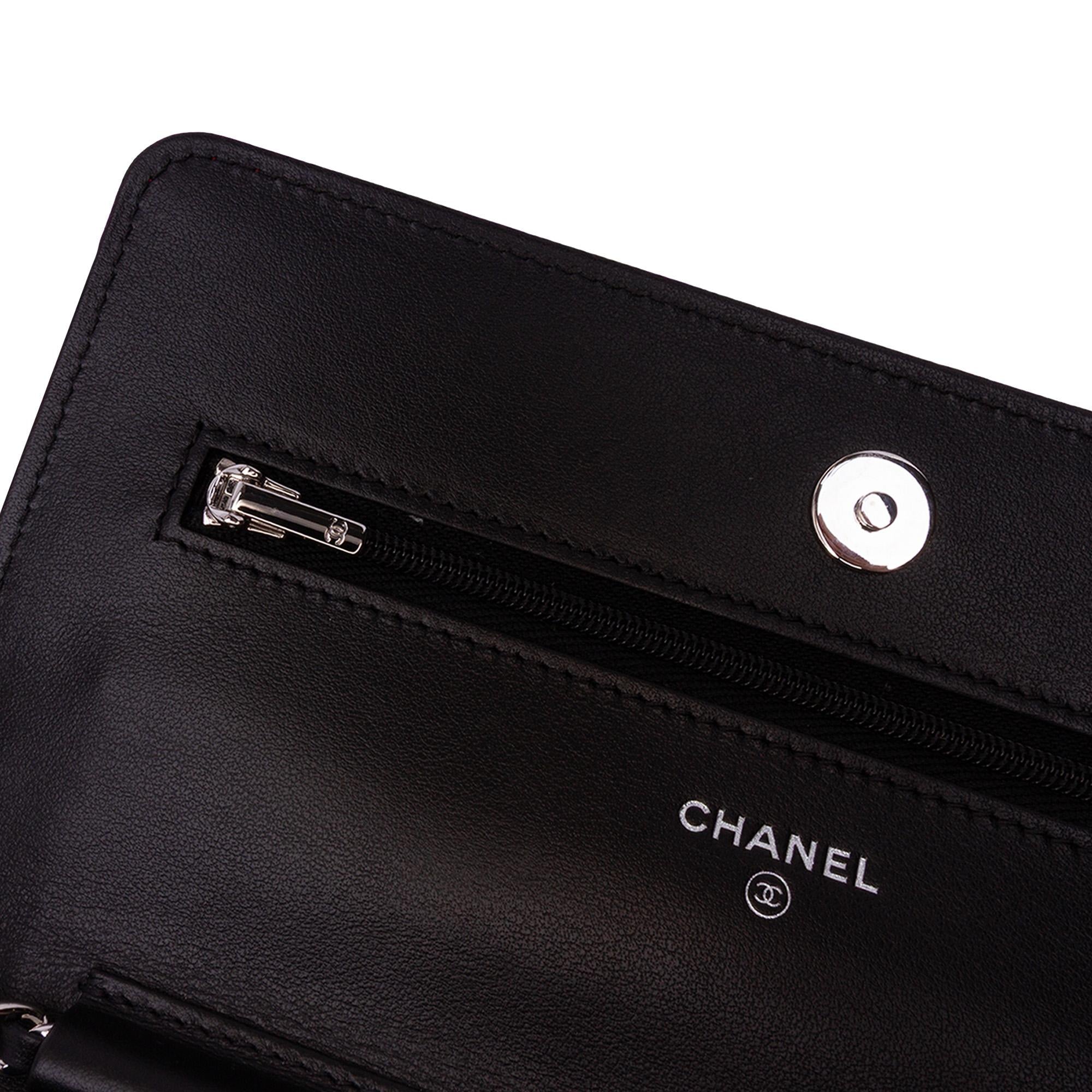 Chanel CC Bicolor Quilted Patent Wallet on Chain