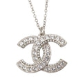 Chanel CC Brass Strass and Faux Pearl Pendant Necklace