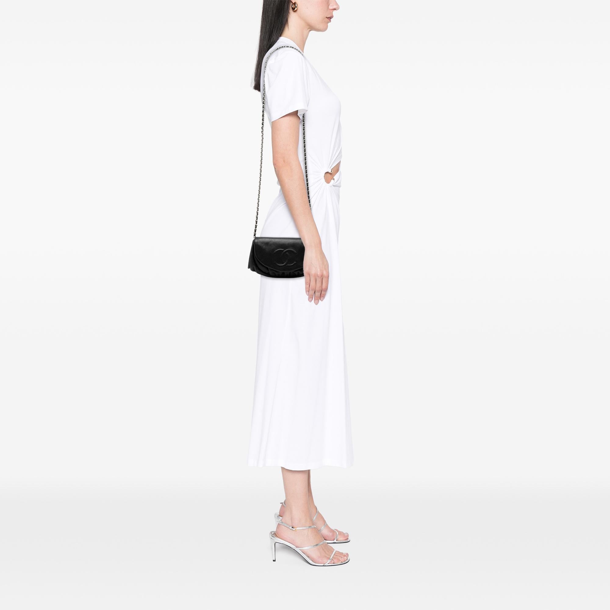 Chanel CC Caviar Half Moon Wallet on Chain
