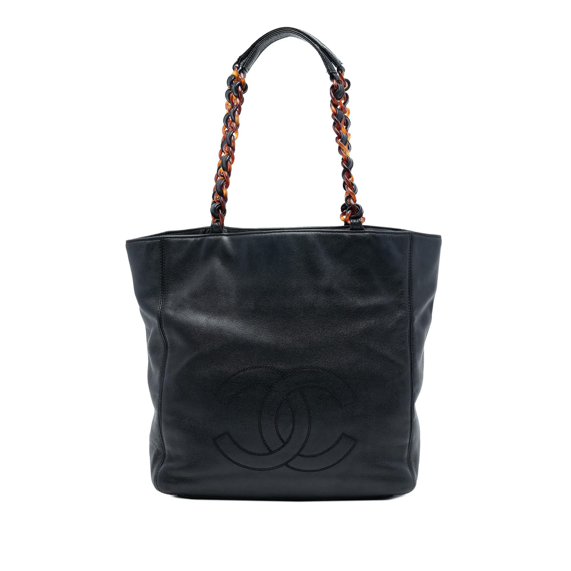 Chanel CC Caviar Tortoise Chain Tote