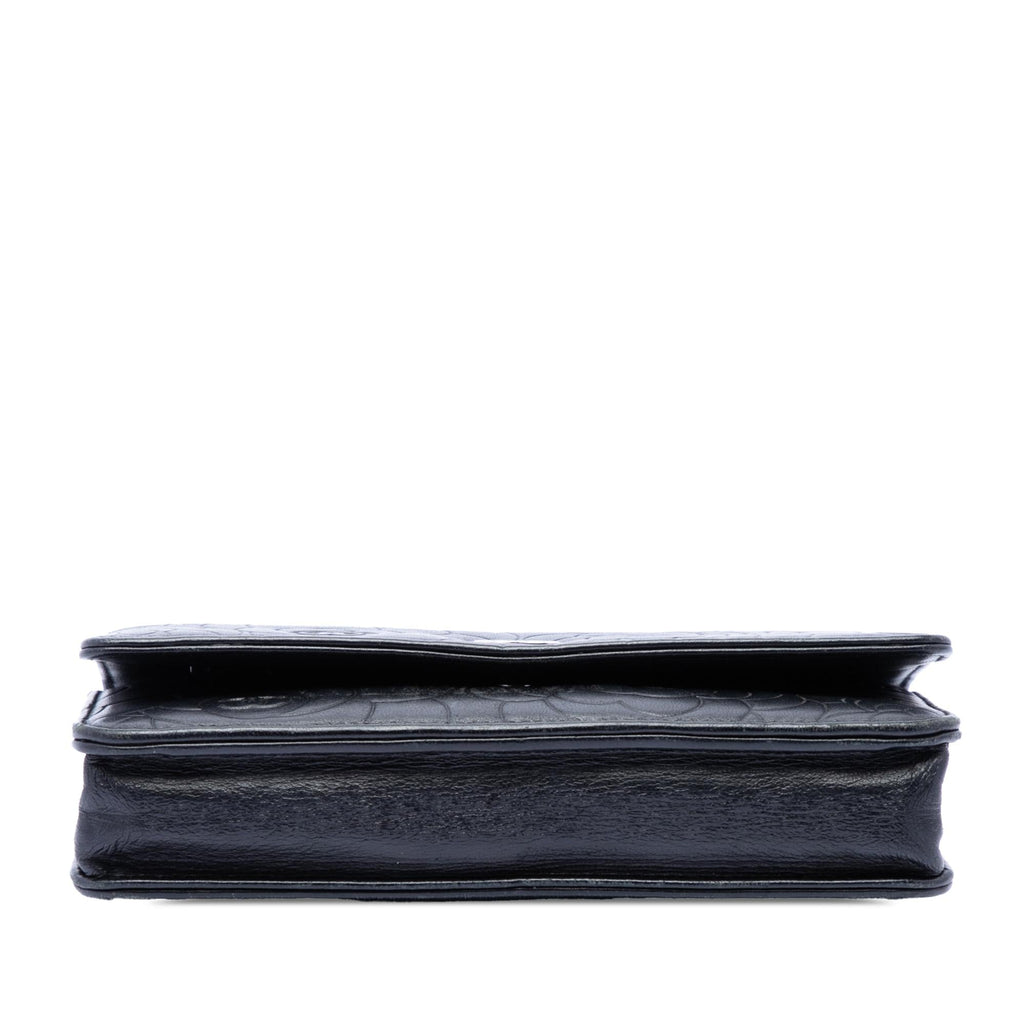 Chanel CC Embossed Lambskin Camellia Wallet On Chain