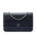 Chanel CC Embossed Lambskin Camellia Wallet On Chain