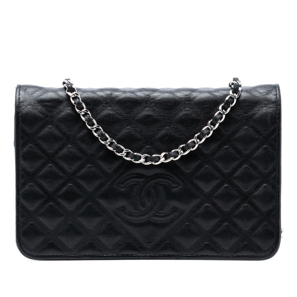 Chanel CC Embossed Lambskin Diamond Wallet On Chain