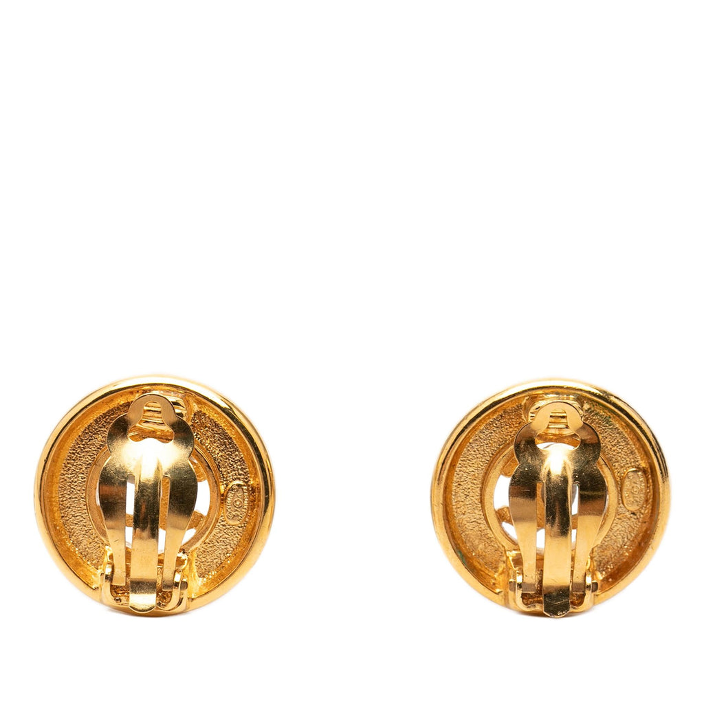Chanel CC Gold Plated Round Clip On Earrings