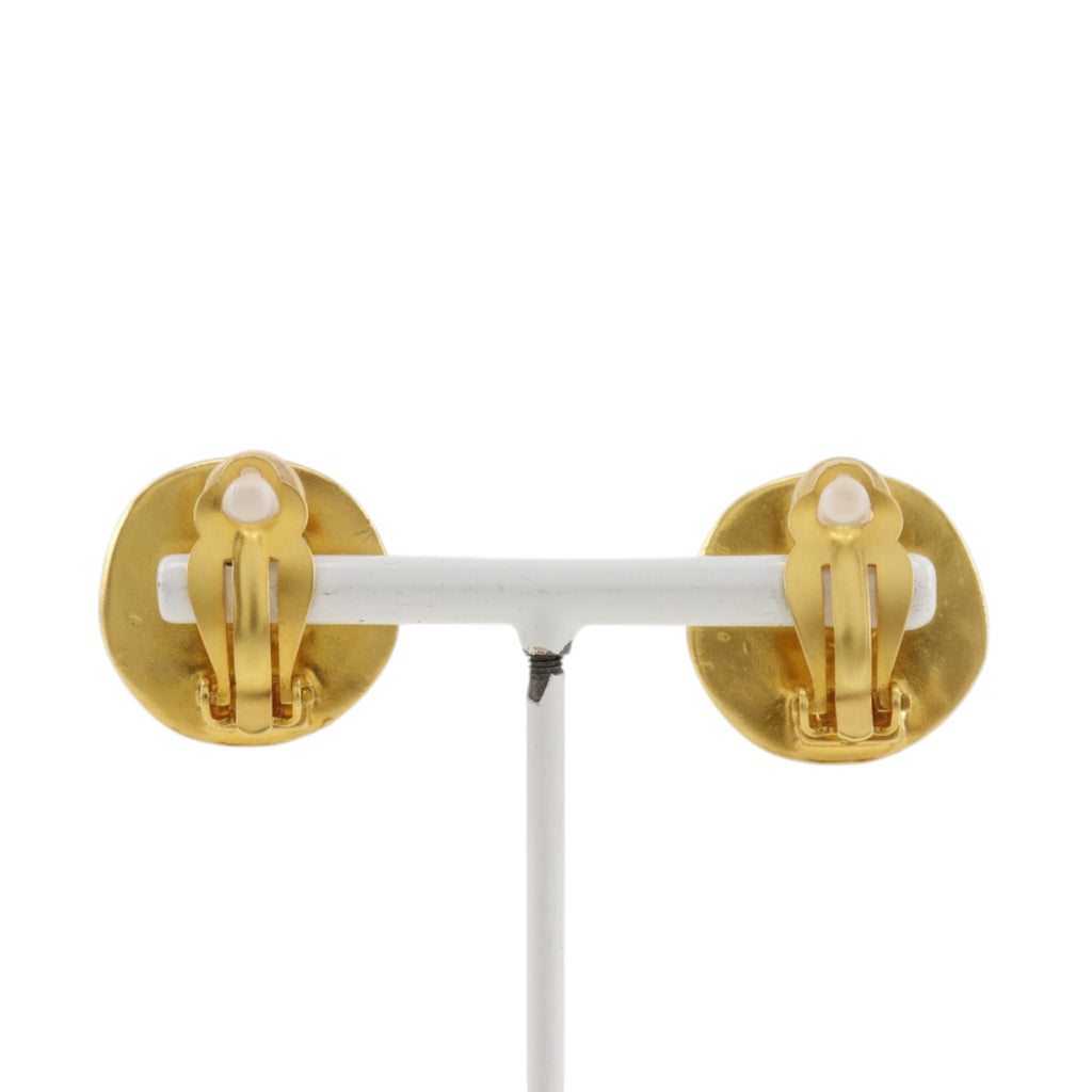 Chanel CC Gold Plated Round Clip On Earrings