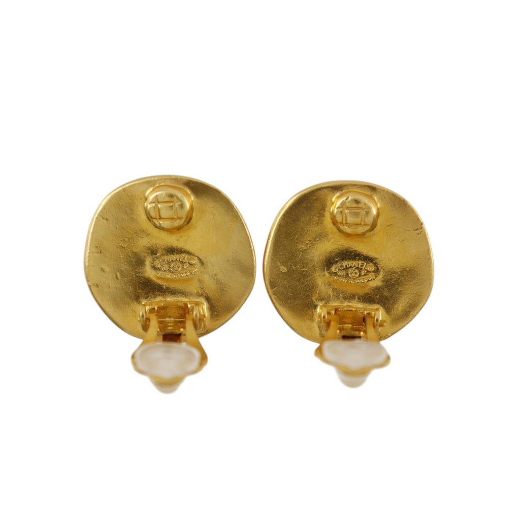 Chanel CC Gold Plated Round Clip On Earrings