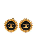 Chanel CC Gold Plated and Enamel Button Clip On Earrings