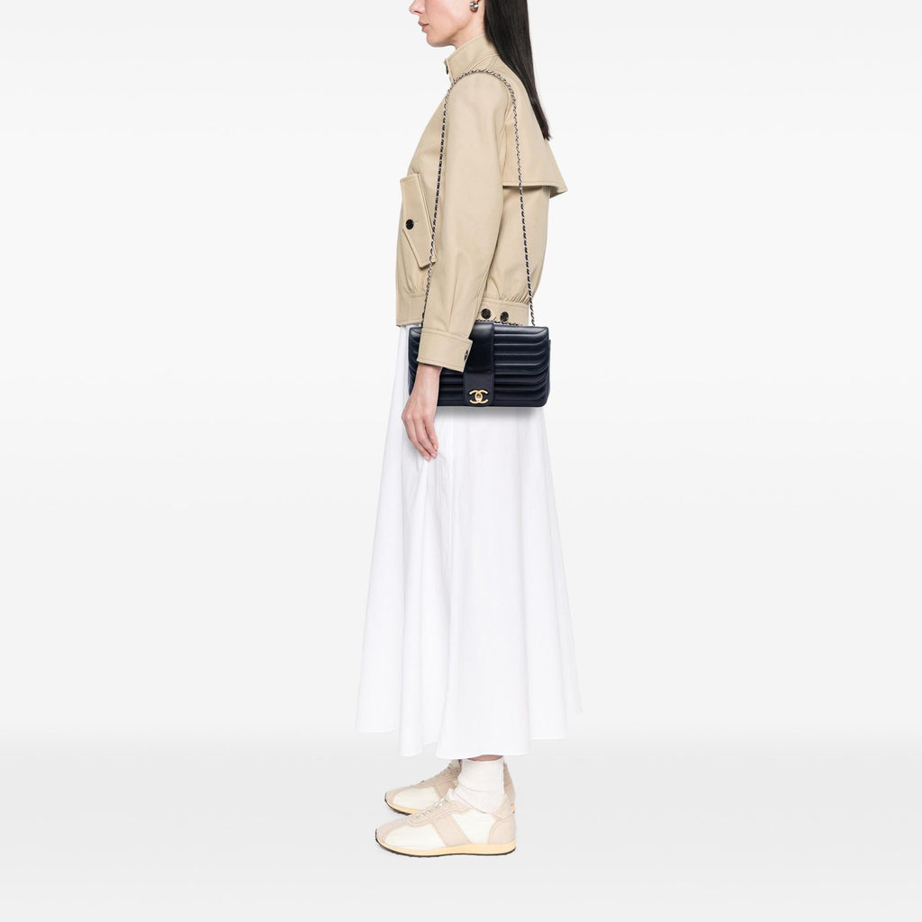 Chanel CC Horizontal Quilted Lambskin Double Flap