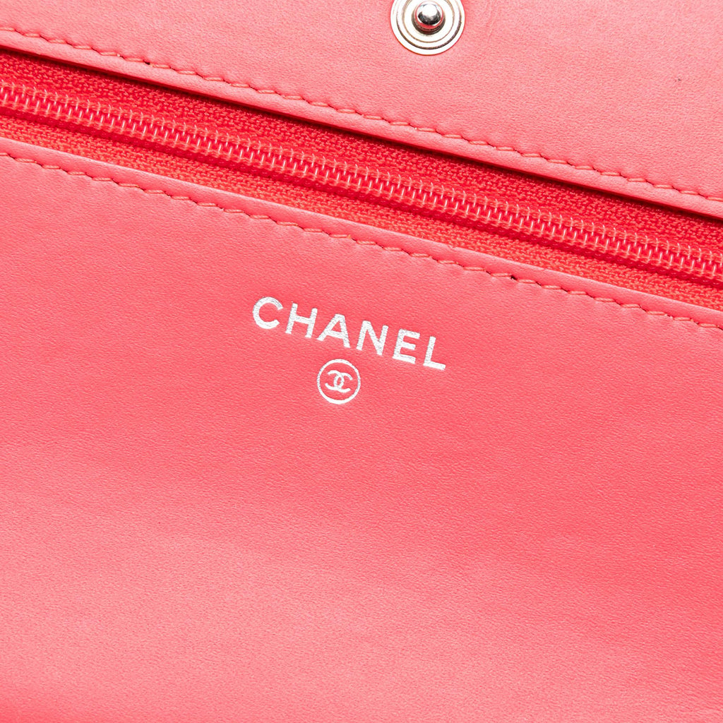 Chanel CC Patent Diamond Quilted Wallet On Chain