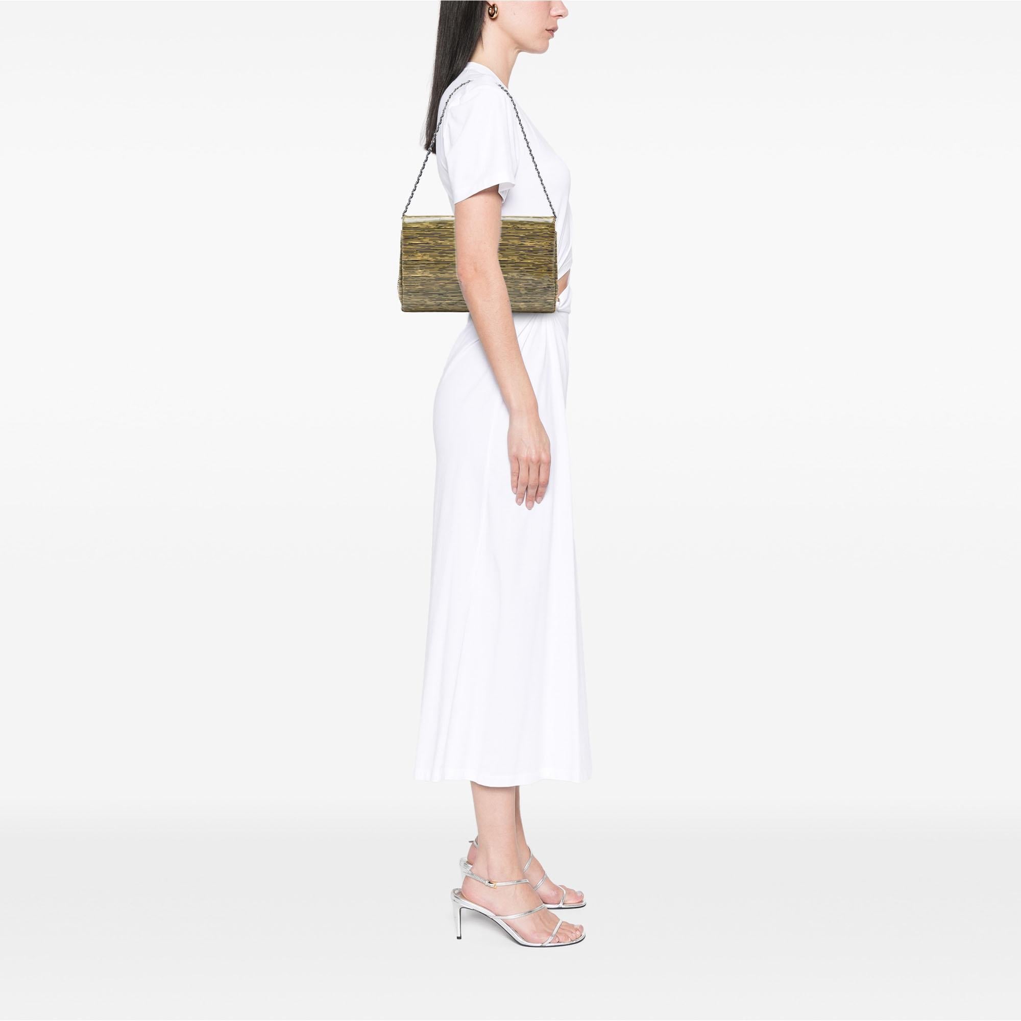 Chanel CC Patent Striped Flap Clutch with Chain