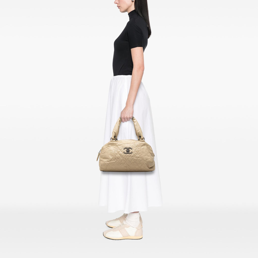 Chanel CC Quilted Aged Calfskin Coco Rider Bowling Bag