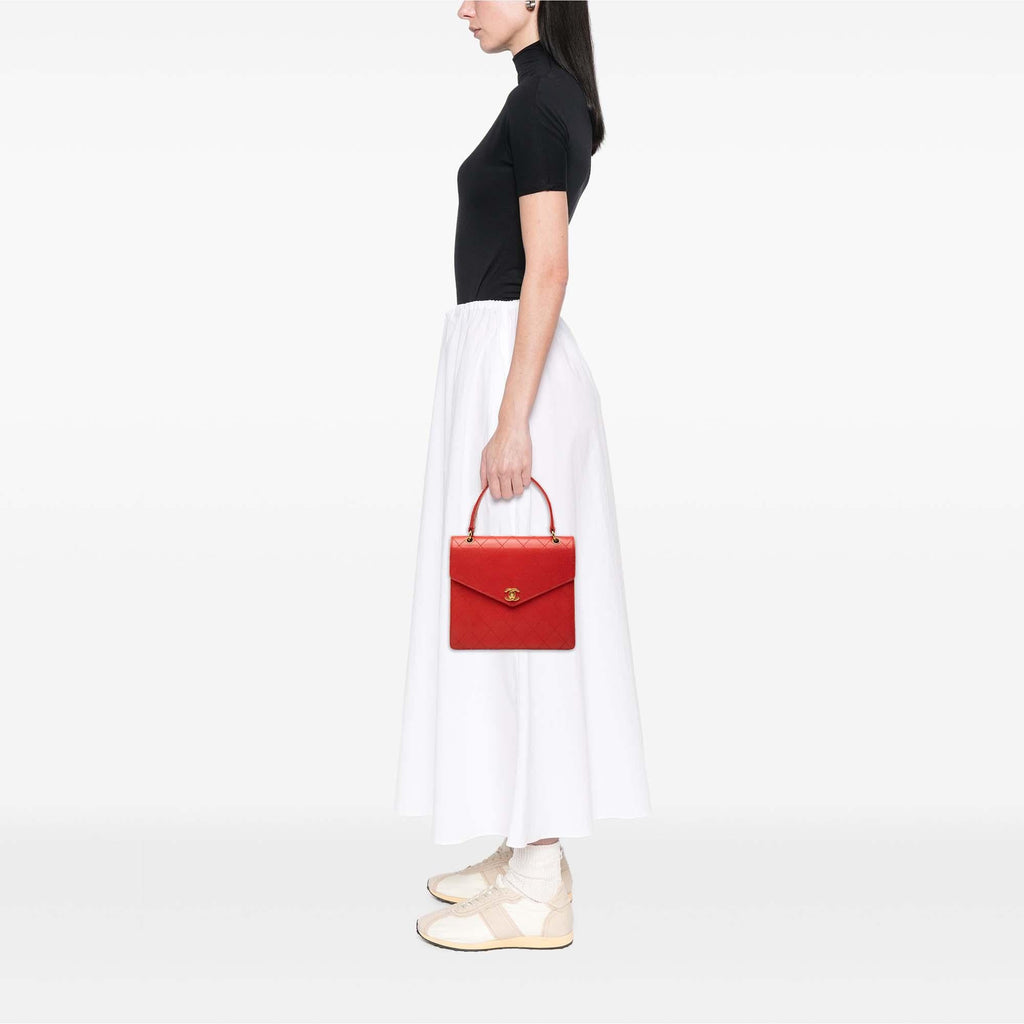 Chanel CC Quilted Caviar Turnlock Top Handle