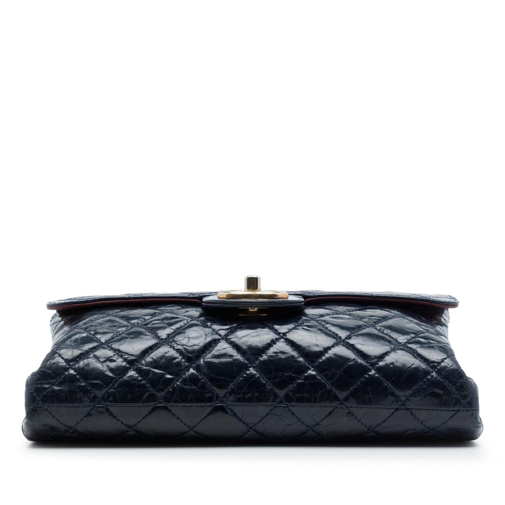Chanel CC Quilted Crackled Glazed Calfskin Accordion Flap
