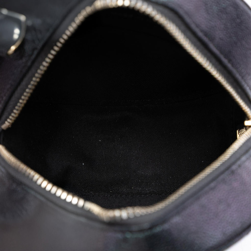 Chanel CC Quilted Iridescent Caviar Round Clutch With Chain