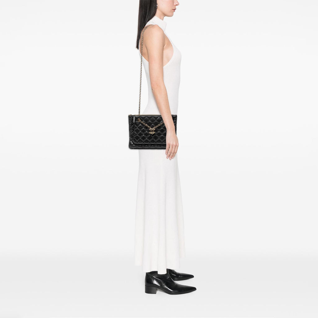 Chanel CC Quilted Lambskin Double Zip Crossbody