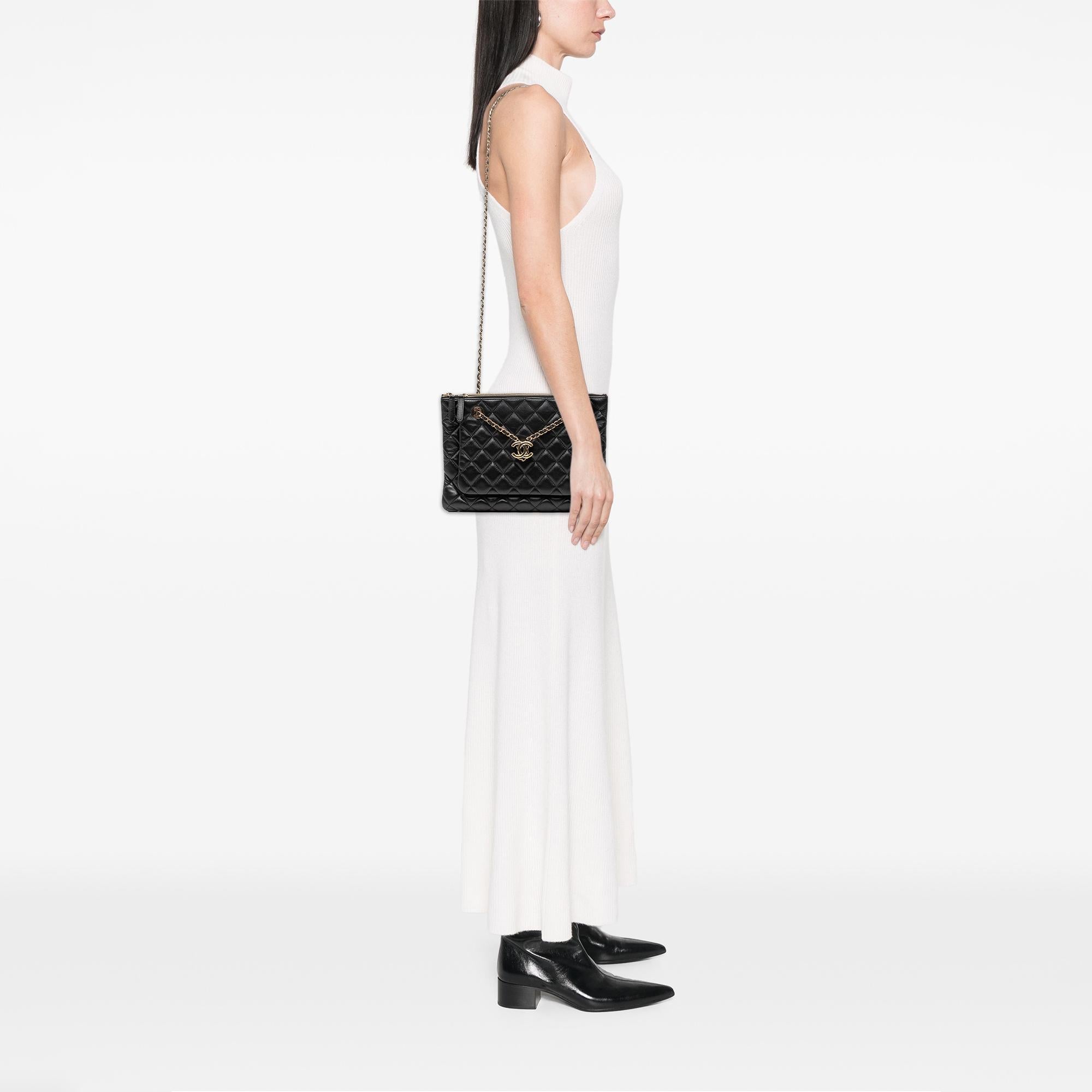 Chanel CC Quilted Lambskin Double Zip Crossbody