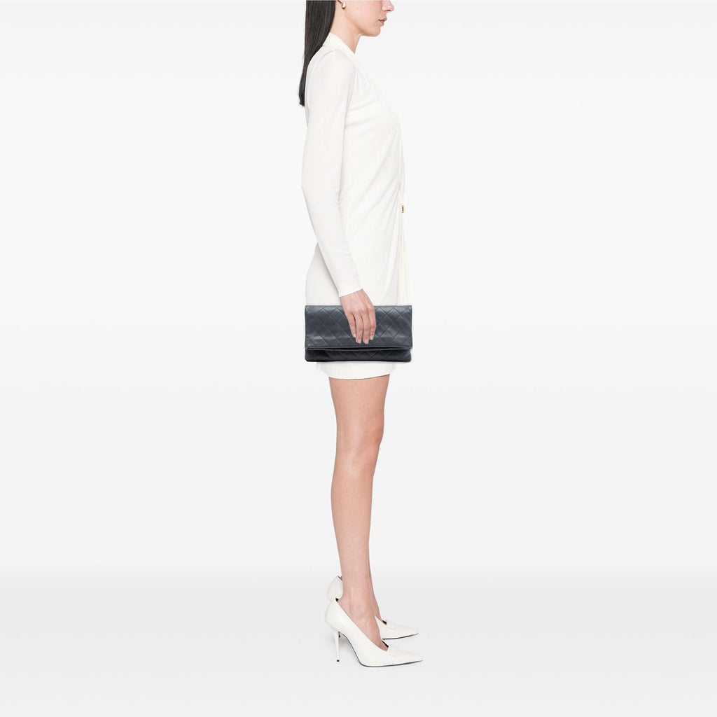 Chanel CC Quilted Lambskin Foldover Clutch