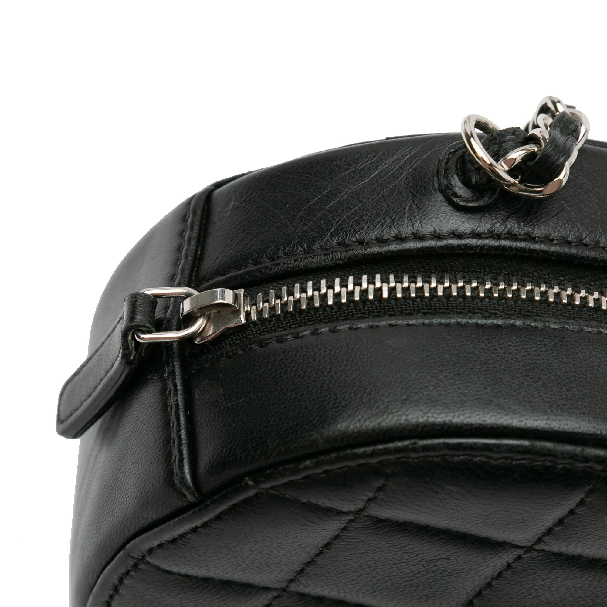 Chanel CC Quilted Lambskin Round Clutch with Chain