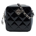 Chanel CC Quilted Patent Diamond Resin Clutch With Chain
