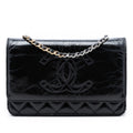 Chanel CC Quilted Shiny Aged Calfskin Wallet On Chain
