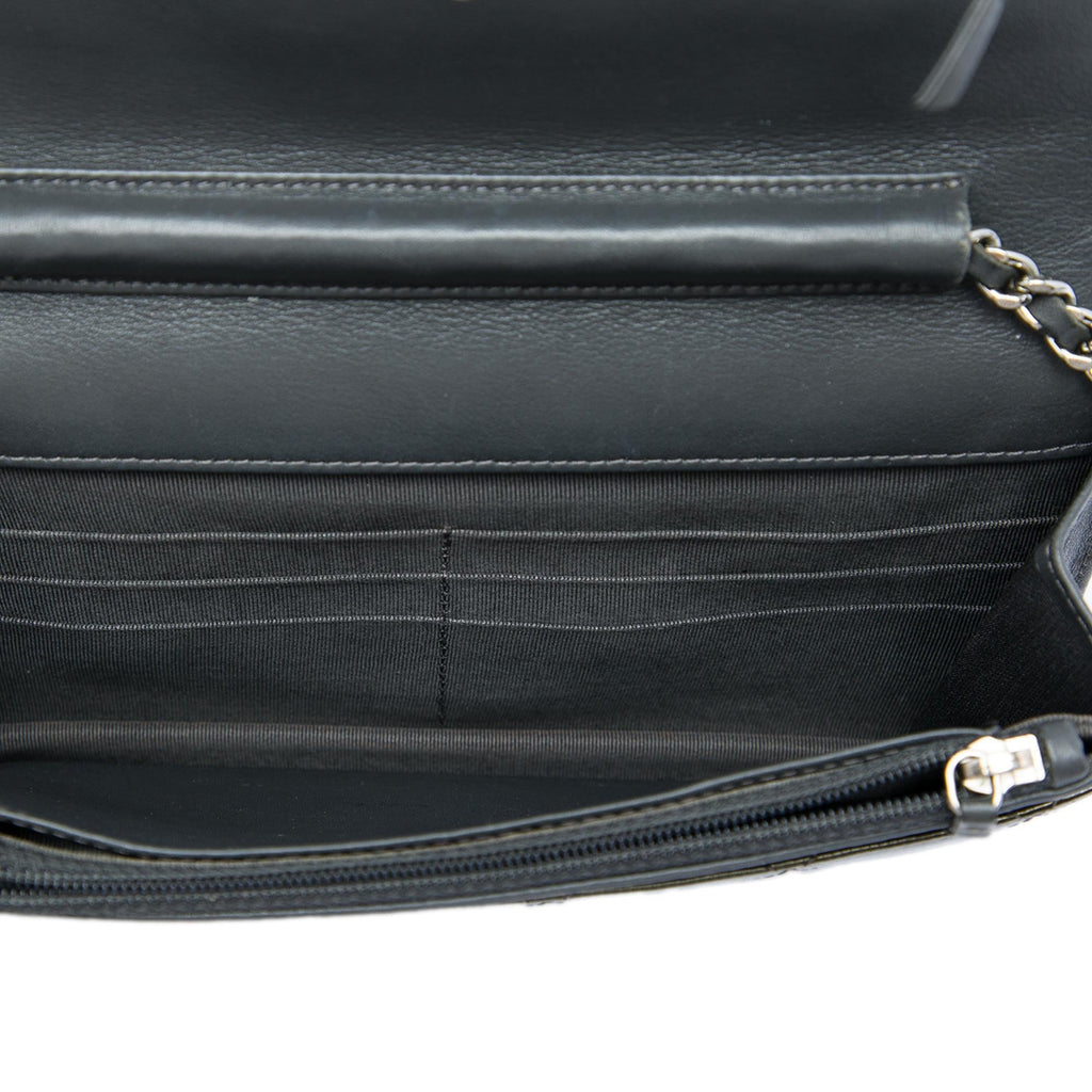 Chanel CC Quilted Striated Metallic Patent Wallet on Chain