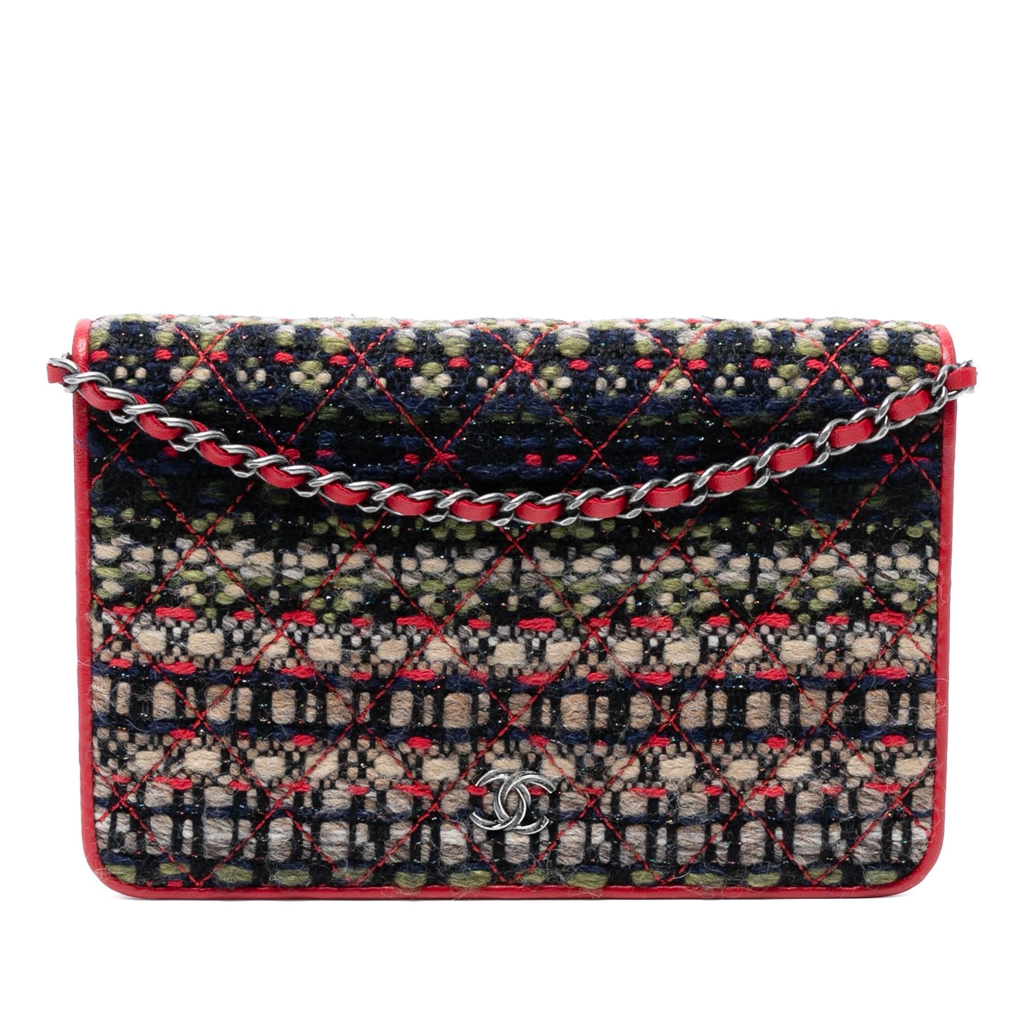 Chanel CC Quilted Tweed Wallet On Chain
