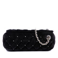 Chanel CC Quilted Velvet Crystal Wristlet Clutch