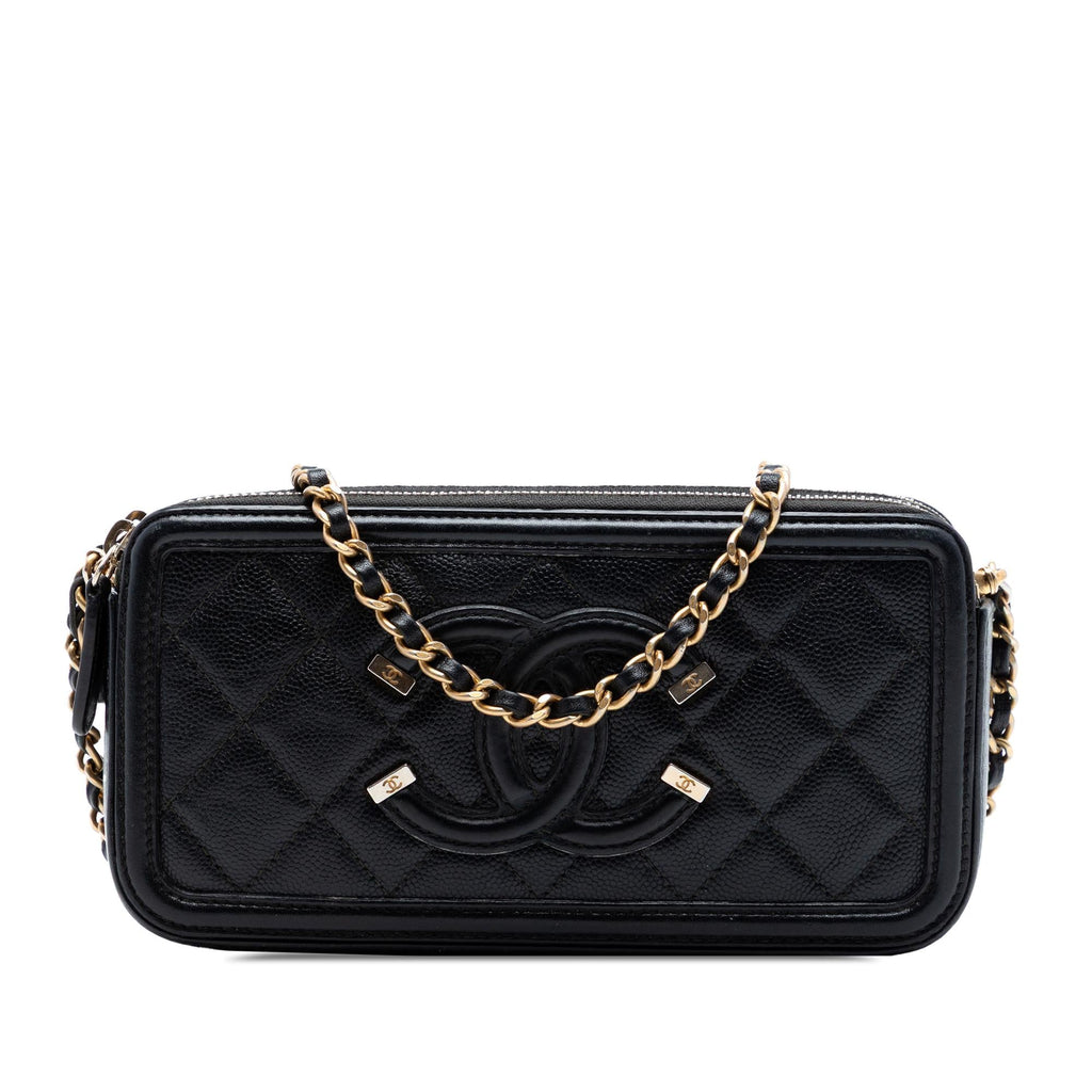 Chanel Caviar CC Filigree Clutch with Chain