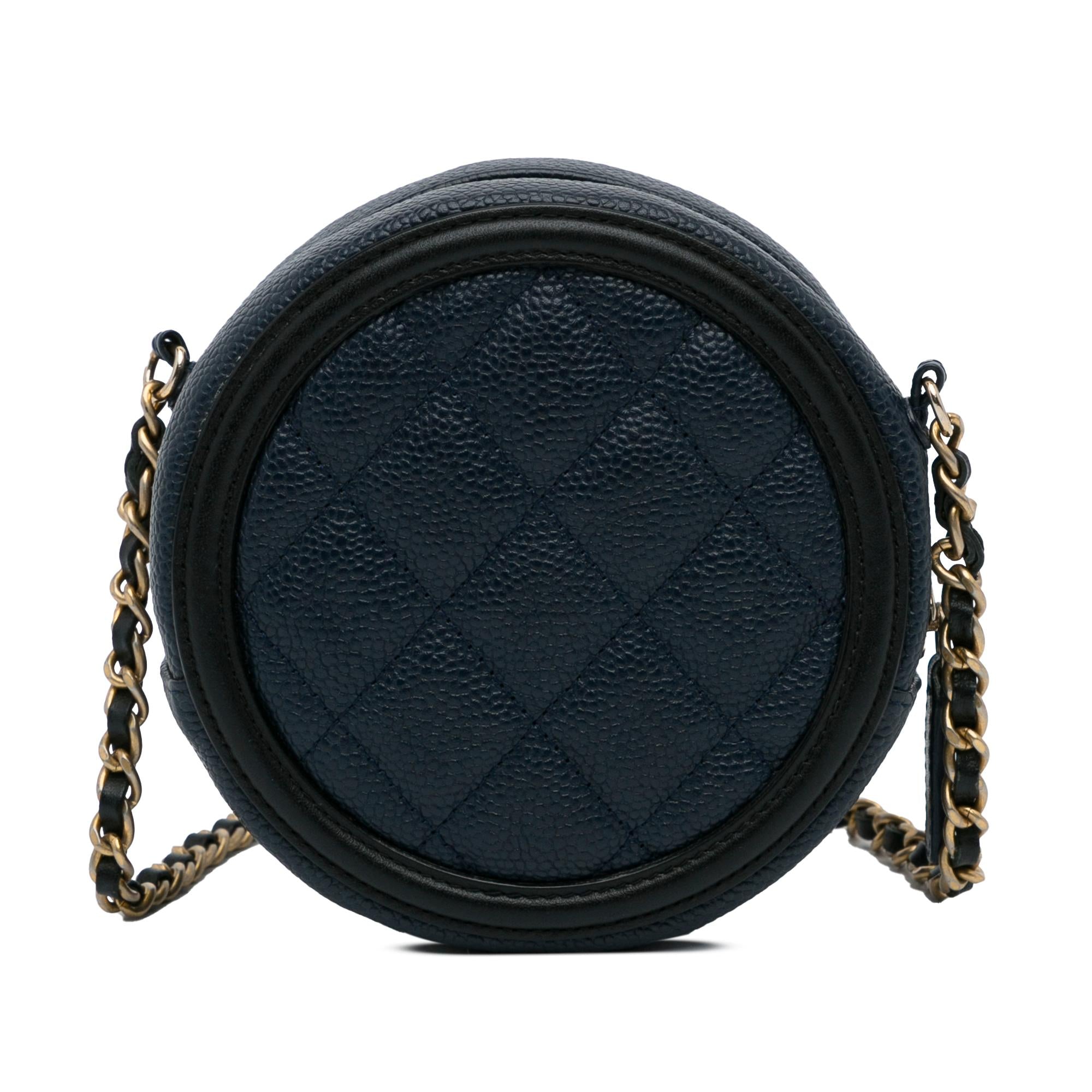 Chanel Caviar CC Filigree Round Crossbody Bag (SHG-f1Lbtg)