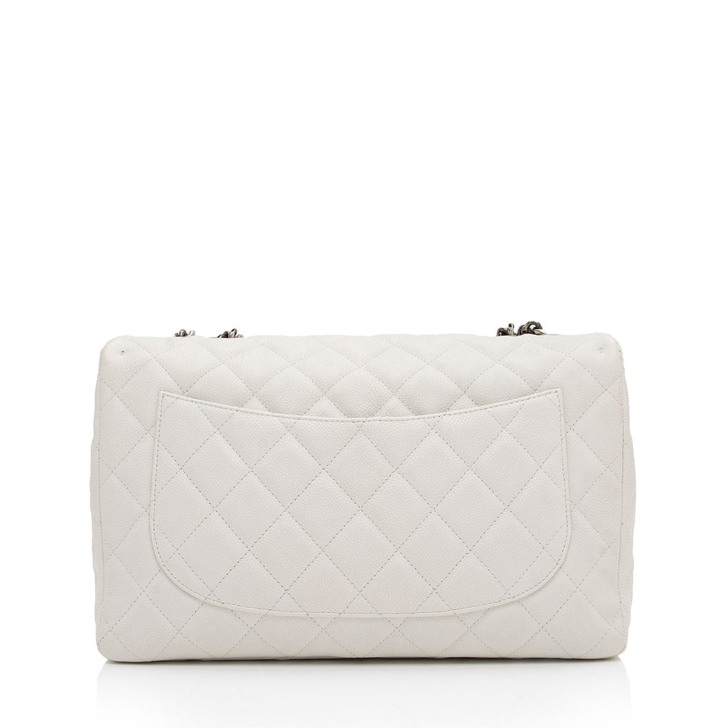 Chanel Caviar Leather Bijoux Chain Jumbo Single Flap Bag