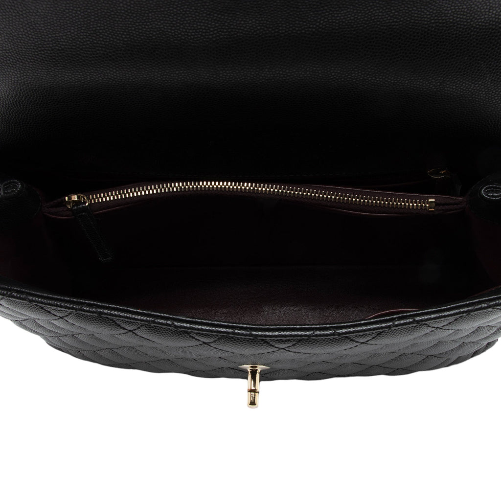 Chanel Caviar Leather Coco Top Handle Medium Flap Bag (SHF-xxvlCu)