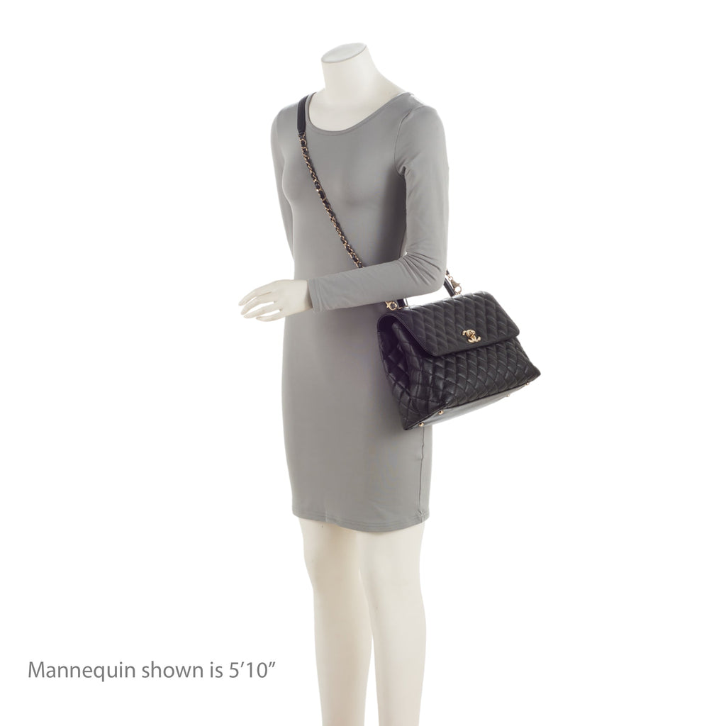 Chanel Caviar Leather Coco Top Handle Medium Flap Bag (SHF-xxvlCu)