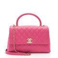 Chanel Caviar Leather Coco Top Handle Small Flap Bag