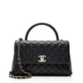 Chanel Caviar Leather Coco Top Handle Small Flap Bag
