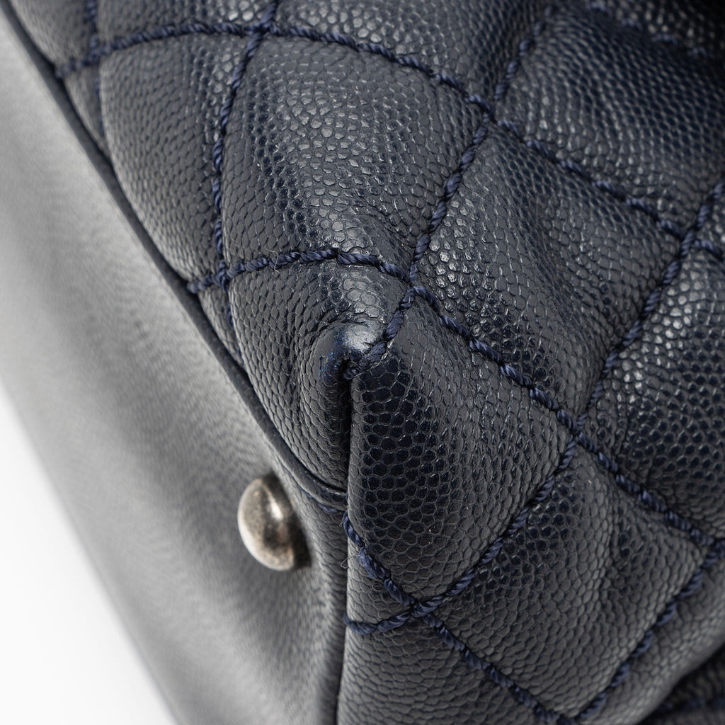 Chanel Caviar Leather Lizard Coco Small Top Handle