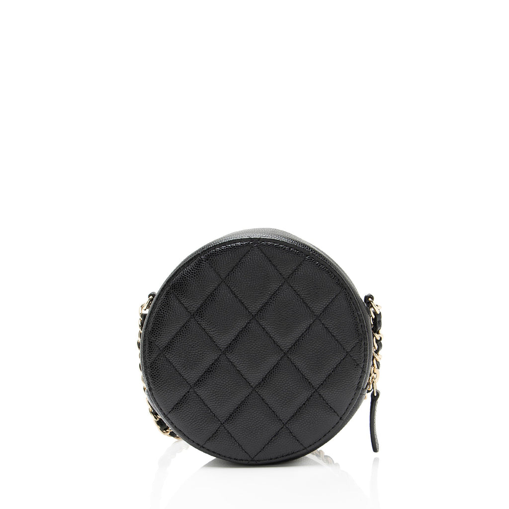 Chanel Caviar Leather Round Clutch with Chain