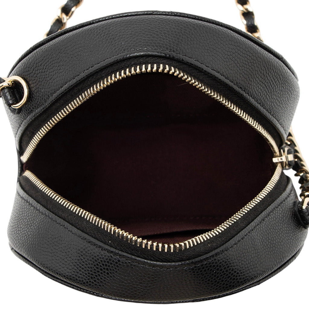 Chanel Caviar Leather Round Clutch with Chain
