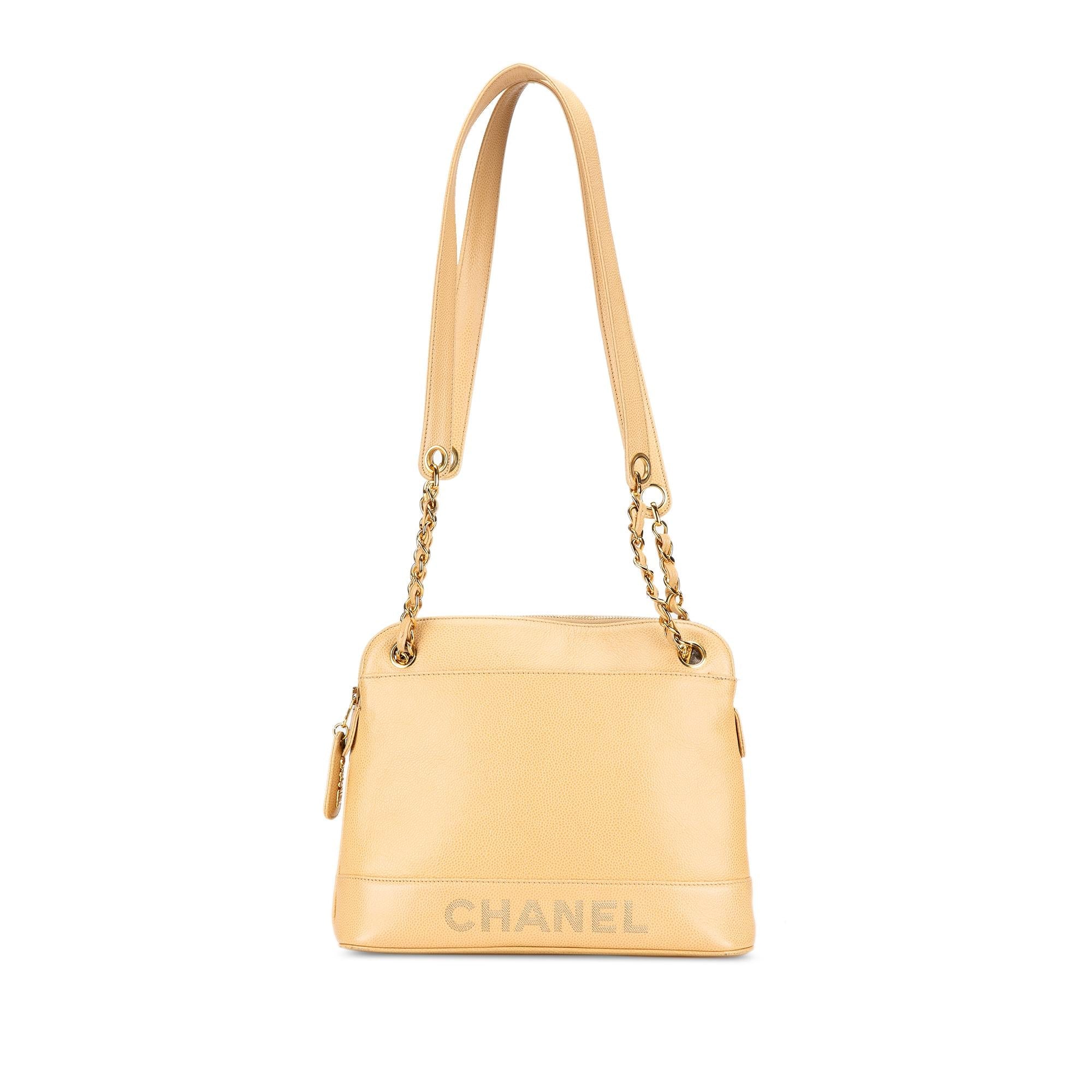 Chanel Caviar Logo Chain Shoulder Bag