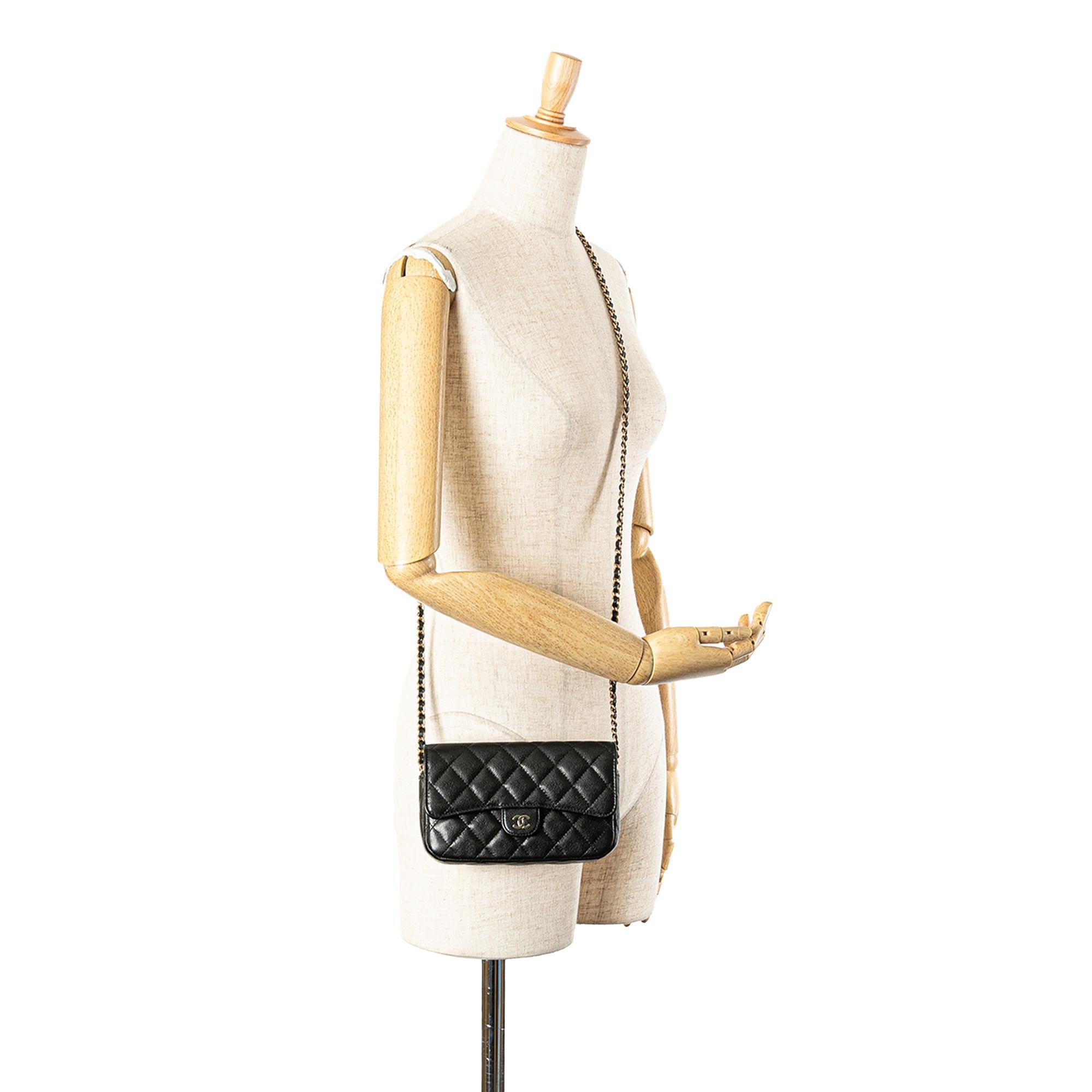 Chanel Caviar Quilted Phone Holder Wallet on Chain
