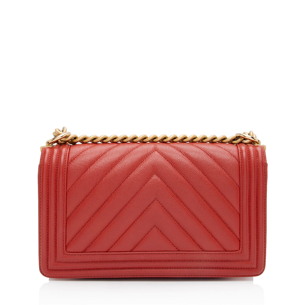 Chanel Chevron Caviar Leather Old Medium Boy Bag (SHF-PRQKC9)